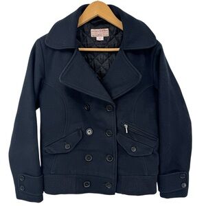 FILSON GARMENTS Navy Blue Double Breasted Jacket Coat 100% Virgin Wool